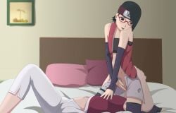 2girls adult age_difference arm_warmers barefoot blush boruto:_naruto_next_generations clothed_sex cunnilingus damaged_clothes dress female female_only glasses incest lying_down lying_on_back lying_on_bed milf moaning mother_and_daughter multiple_girls naruto naruto_(series) no_panties older_female optimystic oral oral_sex pants petite pubic_hair sakura_haruno sarada_uchiha shirt shorts sitting sitting_on_face sitting_on_person smile teenager thighhighs toeless_legwear torn_clothes unzipped unzipped_shorts younger_female yuri