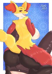 absurd_res anthro anus ass big_breasts breasts clothing delphox dirtyduckart duo female generation_6_pokemon genitals hi_res male male/female nintendo pokémon_(species) pokemon pokemon_(species) pussy