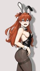 1girls asuka_langley_sohryu blue_eyes breasts bunny_ears bunny_girl bunnysuit female female_only fully_clothed highleg_leotard leotard long_hair neon_genesis_evangelion red_hair solo solo_female tsngrmn