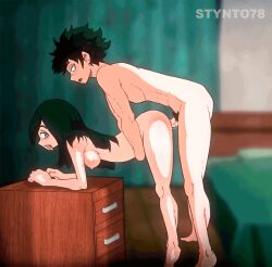 1boy 1girls animated ass breasts cum cum_in_pussy doggy_style female froppy green_hair izuku_midoriya long_hair my_hero_academia nipples penetration pussy sex straight stynto78 thighs tongue tongue_out tsuyu_asui