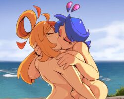 2022 2girls ahoge anisa_(skarpworld) arched_back artist_signature ass back back_view background_sky big_breasts blonde_hair blue_hair breast_press breast_squish breasts breasts_frottage breasts_to_breasts busty butt color colored completely_nude detailed_background duo duo_focus embrace embracing eyelashes eyes_closed female female/female female_focus female_only gerph hair hand_on_head hand_on_shoulder head_grab hips holding_head holding_partner hug hugging human human_on_humanoid humanoid kiss kissing large_breasts legs legs_together lesbian light-skinned_female light_skin long_hair medium_hair naked nude nude_female ocean outdoors outside passionate passionate_kiss sea seaside shaded shoulder_grab signature skarp_world skarpne_(skarp_world) sky_background straight_hair sunlight thighs wholesome yuri