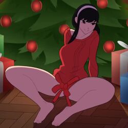 1girls 2d animated big_breasts black_hair breasts christmas_tree clothed clothing female female_focus female_only female_solo loop lowres no_sound pussy_covered reddishfoxo short_playtime solo solo_female spread_legs spreading_legs spy_x_family tagme thick_thighs thighs video yor_briar yor_forger