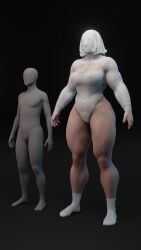 1boy 1girls 3d blender faceless faceless_character faceless_female female generic_male larger_female leotard mask masked masked_female muscular_female muscular_thighs original original_character sandreiio size_difference smaller_male socks sweater