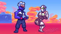 2boys angry armor ass ass_focus ass_up bent_over big_ass big_butt blush bubble_ass bubble_butt butt_focus cybernetics cyborg duo eager funny gay genji gonzossm helmet huge_ass humor legs_up looking_at_another looking_back male/male male_only overwatch soldier_76