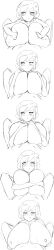 1boy 1girls big_breasts blush boobjob breasts breasts dick enormous_breasts female female grumpy male male/female monochrome moonatic moonie_(moonatic) nipples penis penis_between_breasts