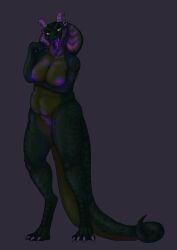 2022 anthro artemis_drakux biped bodily_fluids breasts claws cobra colored_pussy_juice digital_media_(artwork) dragon female genital_fluids genitals glowing glowing_eyes glowing_genitalia glowing_horn glowing_markings glowing_nipples glowing_pussy glowing_pussy_juice glowing_tongue green_body green_eyes hi_res hood horn hybrid hypnotic hypnotizing_viewer kakithefox looking_at_viewer markings nipples nude pussy pussy_juice reptile scalie simple_background slightly_chubby smile snake solo standing tail thick_thighs tongue unusual_bodily_fluids unusual_genital_fluids unusual_pussy_juice