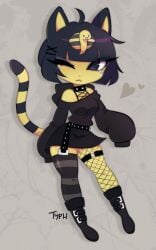 1girls animal_crossing ankha ankha_(animal_crossing) anthro bang breasts clothed clothing crispytyph female female_only fur furry furry_only goth goth_ankha heart nintendo safe safe_for_work sfw short_hair shortstack solo tagme tail typh wink