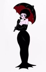 1girls black_dress black_gloves black_hair cartoon_network dress flawsy gloves goth malaria parasol red_lipstick safe short_hair the_grim_adventures_of_billy_and_mandy