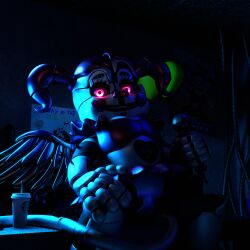 3d 3d_(artwork) baby_(fnafsl) circus_baby circus_baby_(fnaf) circus_baby_(original) female five_nights_at_freddy's five_nights_at_freddy's:_sister_location full_color glowing_eyes heartsick_baby_(fnaf) looking_at_viewer pink_eyes robot solo solo_female tentacle vesper_(artist)