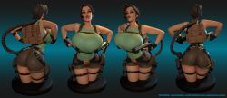 3d ass backpack bag belt big_ass big_breasts braid breasts brown_eyes brown_hair bust busty clothing dual_wielding eyewear female female_focus female_only fingerless_gloves firearm gun handgun handwear hourglass_figure human lara_croft lara_croft_(classic) large_breasts legwear leotard lipstick long_hair makeup model model_sheet pale_skin pistol short_shorts solo tagme texelion thigh_holster tomb_raider weapon wide_hips