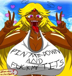 big_breasts bimbo bimbofication dark_skin gyaru kid_icarus looking_at_viewer nintendo palutena zarvex3