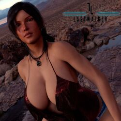 3d big_breasts breasts brown_eyes brown_hair busty cleavage daisy_dukes female female_focus female_only hourglass_figure lara_croft lara_croft_(survivor) large_breasts lastwalkernsfw long_hair necklace pinup pinup_pose ponytail pose posing skimpy skimpy_clothes tagme tomb_raider wide_hips