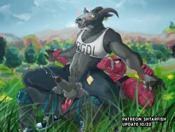 2boys ahe_gao anal anal_sex animate_inanimate anthro anthro_penetrated anthro_penetrating anthro_penetrating_anthro avielsusej blush blush_lines cum cum_from_anal cum_inside fortnite fortnite:_battle_royale gay genderswap_(ftm) goat goat_simulator grabbing grabbing_arms grey_body grey_fur hairy horns llama looking_at_partner looking_up lt._john_llama male male/male male_only nervous outdoor_sex outdoors piñata pilgor_(goat_simulator) pink_body pink_fur public public_exposure public_sex reverse_cowgirl_position ripped_clothing ripped_pants rule_63 shtarfish sweating tank_top tongue tongue_out