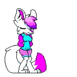 animated anthro ass belly belly_expansion big_breasts big_butt bloated blue_eyes blue_nipples breast_expansion breasts burger butt_expansion canid canine chokowhite_(dog-1) digital_media_(artwork) dipstick_tail dog-1 expansion female food fox fur hair low_res lowres mammal markings nipples pink_hair pixel_(artwork) size_difference solo stomach_bulge tail tail_markings vore weight_gain white_body white_fur