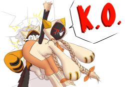 1girls ass ass_to_face bit-small blazblue bottomless bottomless_hoodie bottomless_skirt bubble_butt butt_slam catgirl dark_skin face_in_ass female hoodie jubei_(blazblue) taokaka upskirt