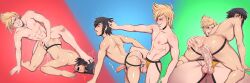 2boys anal ass cum cum_inside final_fantasy final_fantasy_xv foot_on_head foreskin gay jockstrap kiddeathx_(artist) male_only naked noctis_lucis_caelum penis prompto_argentum pulling_hair sex tagme underwear yaoi