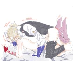 bayonetta blonde_hair destiny_grape futanari hugging_pillow jeanne_(bayonetta) penetration sex white_hair yuri