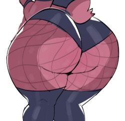 ambiguous_gender anthro ass ass_focus big_ass bubble_butt bunny_tail clothed clothing fishnets furry huge_ass paulmcbuzz solo tagme tail thick_thighs