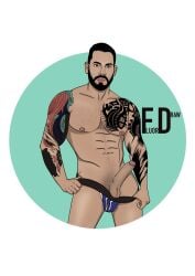 boner erect_penis erection fluordraw gay gay_pornstar hard_on hispanic hispanic_male jockstrap_pull latino male male_only muscles muscular muscular_male onlyfans_model porn_star real_person tattoos uncut viktor_rom