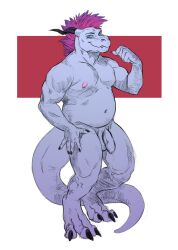 anthro balls belly dragon foreskin genitals hi_res humanoid_genitalia humanoid_penis intricatevision male mohawk muscular nipples nude overweight pecs penis rangstrom solo