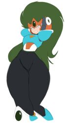 1boy android android_boy arms_up femboy green_hair hands_behind_head long_hair male male_only mega_man mega_man(classic) mega_man_(gameboy) mouth_open robot robot_boy tagme tagme_(artist) teeth_clenched terra_(mega_man) thick_thighs unknown_artist white_background