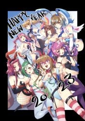 6+girls 8girls akiza_izinski alexis_rhodes bare_shoulders black_garter_belt black_garter_straps black_pantyhose black_sleeves blonde_hair blue_angel blue_eyes blue_hair blue_stockings blush breasts brown_eyes brown_hair bunny_ears bunny_girl bunny_tail bunnysuit cameltoe cleavage fake_animal_ears female fishnet fishnet_pantyhose footwear glasses green_hair grey_pantyhose hair_between_eyes happy hiiragi_yuzu izayoi_aki kirishima_romin kotori_mizuki large_breasts leotard long_hair long_sleeves looking_at_viewer looking_back mazaki_anzu medium_breasts medium_hair mibry_(phrysm) multiple_girls nipple_bulge nipple_piercing nipples nipples_visible_through_clothing ohdo_yuamu open_mouth orange_eyes orange_high_heels peace_sign pink_hair playboy_bunny ponytail purple_eyes purple_pantyhose pussy_hair red_hair red_stockings romin_kirishima short_hair sleeves_past_elbows small_breasts tea_gardner tenjouin_asuka thick_thighs thighhighs thighs tongue tongue_out tori_meadows twintails uncensored wide_hips year_of_the_rabbit yu-gi-oh! yu-gi-oh!_5d's yu-gi-oh!_arc-v yu-gi-oh!_duel_monsters yu-gi-oh!_go_rush!! yu-gi-oh!_gx yu-gi-oh!_sevens yu-gi-oh!_vrains yu-gi-oh!_zexal yuamu_ohdo zaizen_aoi zuzu_boyle