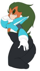 1boy android android_boy bending_over bored femboy green_hair hand_on_butt hand_on_own_ass long_hair looking_back male male_only mega_man mega_man(classic) mega_man_(gameboy) robot robot_boy seductive_pose tagme tagme_(artist) terra_(mega_man) thick_thighs unamused unknown_artist white_background