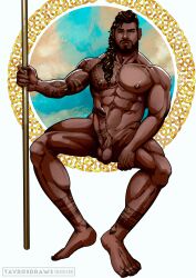 african african_male boner dark-skinned_male dark_skin dreadlocks erect_penis erection feet hard_on long_hair male male_only maleko_(naughtymarx) melanin muscles muscular muscular_male sitting spread_legs tattoos tavrosdraws twitter_user_oc