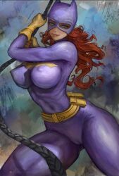 1girls barbara_gordon batgirl big_breasts blimaxxx breasts cape curvy curvy_body dc dc_comics female female_only gloves hyper_thighs massive_thighs red_hair solo superheroine thunder_thighs tight_clothing voluptuous voluptuous_female wide_hips