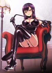 1girls 2d dominatrix female female_only femdom latex misaki_(piririnegi) piririnegi solo solo_female whip