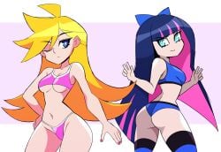 2girls abysswatchers ass bikini bikini_bottom bikini_top blonde_female blonde_hair blonde_hair_female blue_bikini_bottom blue_bikini_top blue_swimsuit competition_swimsuit female female_focus female_only goth goth_girl long_hair painted_nails panties panty_&_stocking_with_garterbelt panty_anarchy pink pink_bikini_bottom pink_bikini_top pink_streak pink_swimsuit purple_hair sisters stocking stocking_anarchy stockings swimsuit thick_thighs thigh_highs thighhighs thighs underboob volleyball_uniform