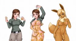 anthro eevee eeveelution female futanari goo_transformation human intersex pokemon pokemon_(species) purring_cat transformation