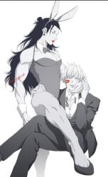 69 anal anal_sex ass big_penis bikini black_hair blowjob blush bunny_ears bunny_tail bunnysuit cowgirl_position dick doggy_style eating_ass excessive_cum fellatio femboy fuck_and_suck gay jujutsu_kaisen licking_ass long_hair male/male masturbation muscular_male nikku94947798 nipple_play nipples orgasm penetration penile_penetration penis_grab photo satoru_gojo sucking_penis suguru_geto tree twunk white_hair yaoi