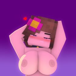 1:1 1girls 3d big_breasts blue_eyes blush breasts brown_hair choker cute female female_only flower_in_hair hair heart horny_female human_female humanoid jenny_belle_(slipperyt) light-skinned_female light_skin looking_at_viewer mine-imator minecraft naked naked_female nipples nude nude_female outside red_headwear simple_background slipperyt solo tagme