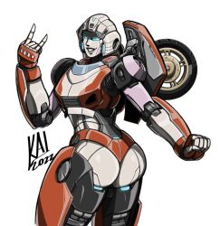 2022 alien alien_girl anthro arcee arcee_(rotb) ass big_ass big_butt blue_eyes female grey_lips hasbro huge_ass humanoid kairito10 mecha panties paramount_pictures red_panties robot robot_girl robot_humanoid signature simple_background solo thick_thighs transformers transformers_rise_of_the_beasts wheel white_background