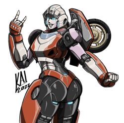 2022 alien alien_girl anthro arcee arcee_(rotb) ass big_ass big_butt blue_eyes female grey_lips hasbro huge_ass humanoid kairito10 mecha panties paramount_pictures red_panties robot robot_girl robot_humanoid signature simple_background solo thick_thighs transformers transformers_rise_of_the_beasts wheel white_background