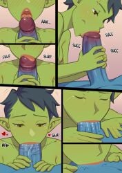 2022 all_the_way_to_the_base big_penis blue-skinned_male blue_skin blush comic cute deep_throat deepthroat eyebrow_scar fangs female femdom goblin goblin_female gold_eyes green-skinned_female green_skin handjob holding_penis imminent_deepthroat imminent_oral in_bed kissing_glans kissing_penis licking_glans licking_penis long_ears madabalone male malesub naked naked_female oral oral_sex orc orc_male page_5 petite pixie_cut poking_penis short_hair shortstack sleeping sound_effects text throat_penetration tongue_out