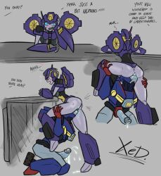 anthro big_penis cunnilingus female female_focus hidden_sex hiding_sex licking licking_pussy massive_penis nautica robot skids_(transformers) straight transformers transformers_idw xedtome