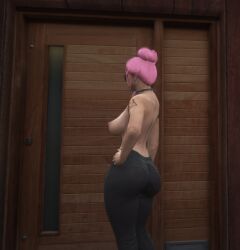 big_breasts big_butt big_lips big_thighs blue_eyes breasts choker glasses grand_theft_auto grand_theft_auto_online grand_theft_auto_v lana_valentine nopixel nullinvoid pink_hair tattoo tattoos