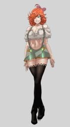 cleavage female_only ginger hair_over_one_eye large_breasts looking_at_viewer loose_clothes messy_hair orange_hair penny_polendina rooster_teeth rwby sinccubi skimpy tagme thighhighs