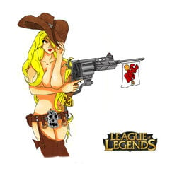 1girls cowgirl_miss_fortune female high_noon_series league_of_legends sarah_fortune smooth_skin