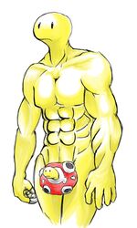 1boy bald claws male male_only muscles muscular pokemon pokemon_gsc shuckle solo white_background yellow