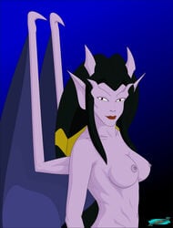 1girls disney fab fab3716 female female_only gargoyles nipples nude nude_female purple-skinned_female purple_skin solo solo_female sora_(gargoyles) tagme winged_humanoid