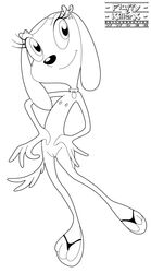 anthro brandy_&_mr_whiskers brandy_harrington canine disney disney_channel dog female female_only flat_chest fluffy_(artist) footwear front_view fur furry furry_tail killerx looking_at_viewer mammal monochrome nipples nude pussy smile solo tail toon_disney