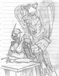 arcee arcee_(prime) black_and_white crossover shockwave shockwave_(transformers) transformers transformers_animated transformers_prime