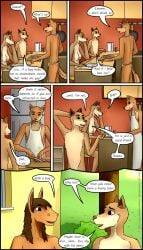 absurd_res anthro canid canine canis casual_nudity chapter_4 comic confusedraven dialogue domestic_dog equid equine father female group hi_res horse male mammal mother page_21 parent son