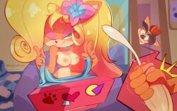 activision anthro areola bandicoot bedroom_eyes big_breasts blonde_hair bodily_fluids breasts brother brother_and_sister brown_hair clothing coco_bandicoot computer crash_(series) crash_bandicoot cum cumshot disabledfetus duo ejaculation electronics erection eyebrows female flashing foreskin genital_fluids genitals green_eyes hair hand_on_penis hi_res laptop looking_at_another male mammal marsupial multicolored_body narrowed_eyes nipples one_eye_closed overalls overalls_down peeping penis seductive sibling sister smile tan_areola tan_nipples thick_eyebrows topless two_tone_body undressing