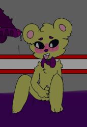 ask_goldie_anything bonnie_(fnaf) five_nights_at_freddy's futa futa_on_male futa_with_male golden_freddy_(fnaf) purple_bowtie white_pupils yellow_fur