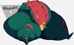 ambiguous_gender anthro atsuinekowo big_ass bubble_butt colossal_ass dracozolt gigantic_ass huge_ass hyper_ass long_tail meat_wall_(body_type) pokemon sitting tagme thick_thighs wide_hips