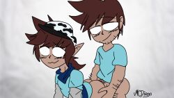 2boys animated ash_(ashdiary) brown_hair creator_(ashdiary) dark_skin father father_and_son gay gif hairy hat herobrine incest male male_only minecraft no_pupils stepfather stepfather_and_stepson yaoi